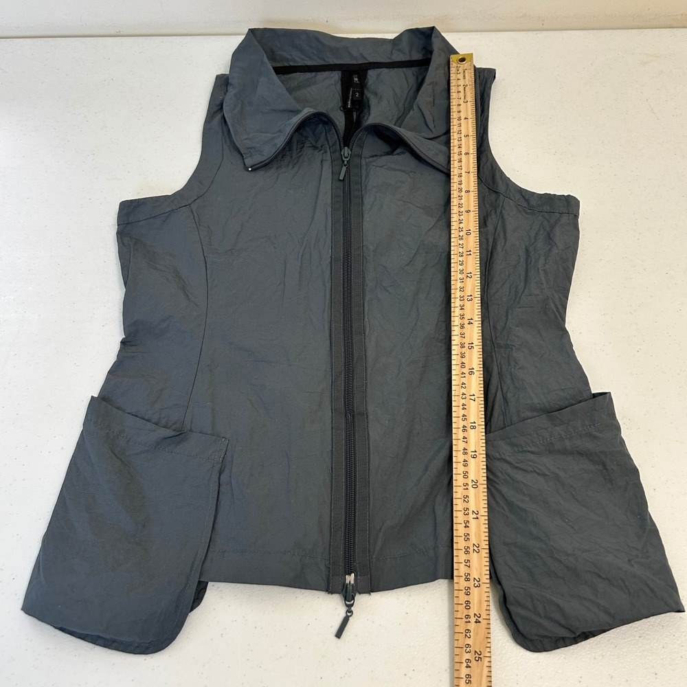 Porto San Francisco Gray Tech Fabric Zip Front Vest Cargo Pockets Size 2 - Picture 4 of 6